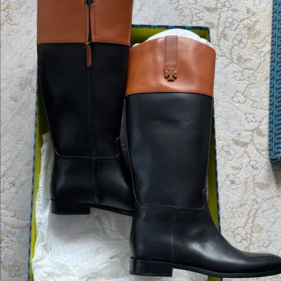 NIB Tory Burch Leather Double T Riding Boots Size 9 - Picture 5 of 11